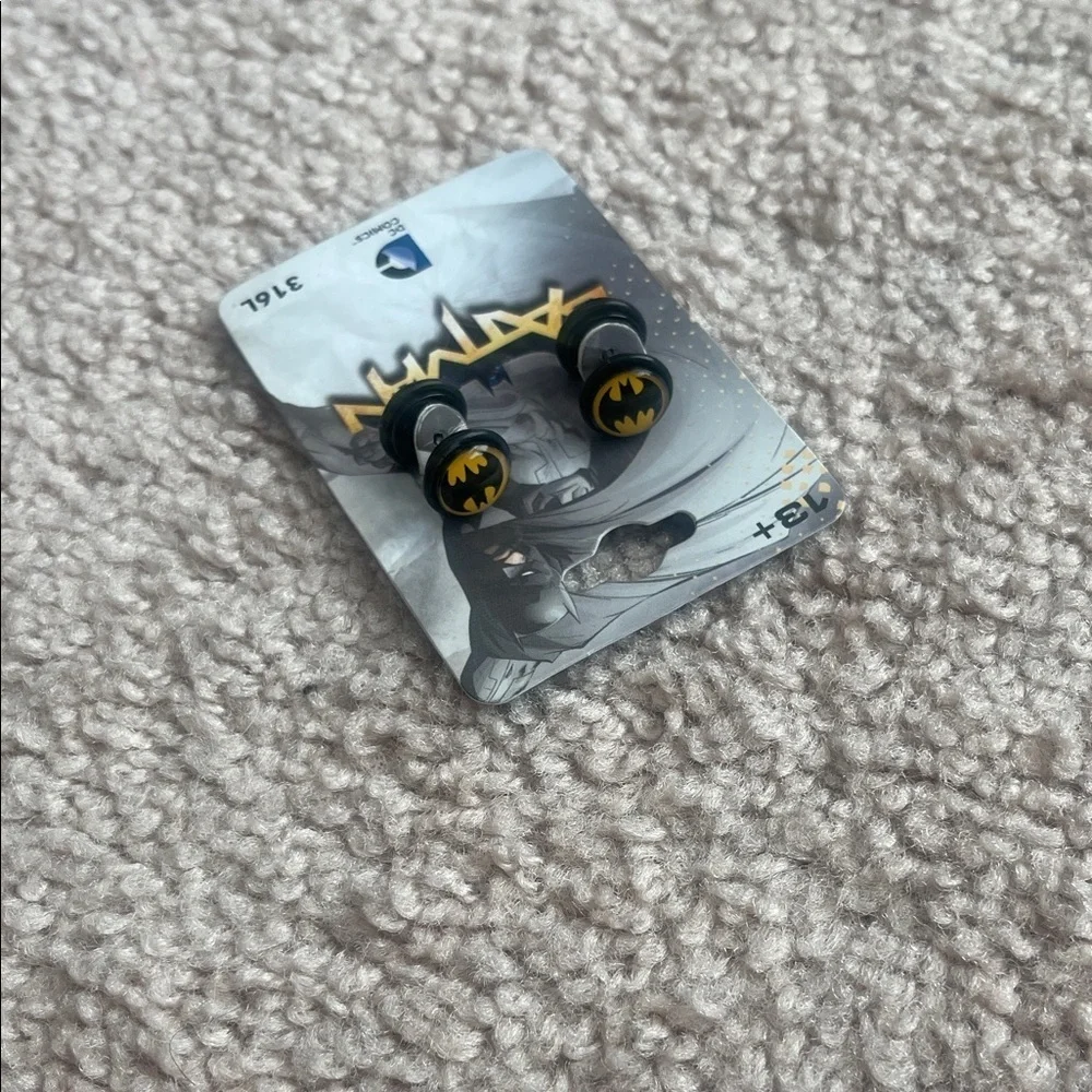 DC Comics Batman Black and Gold Faux Plug Earrings